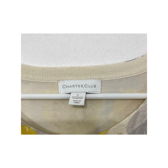 Charter Club Womens Cardigan Sweater Yellow Floral Size Large Preppy Office - Picture 6 of 6
